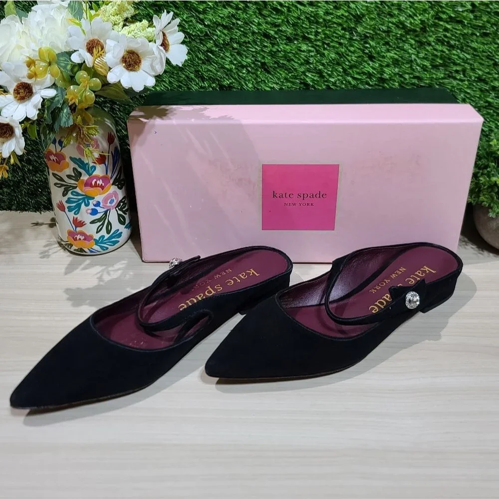 Kate Spade New York Meg Suede Black Mules - US Women's 7 M